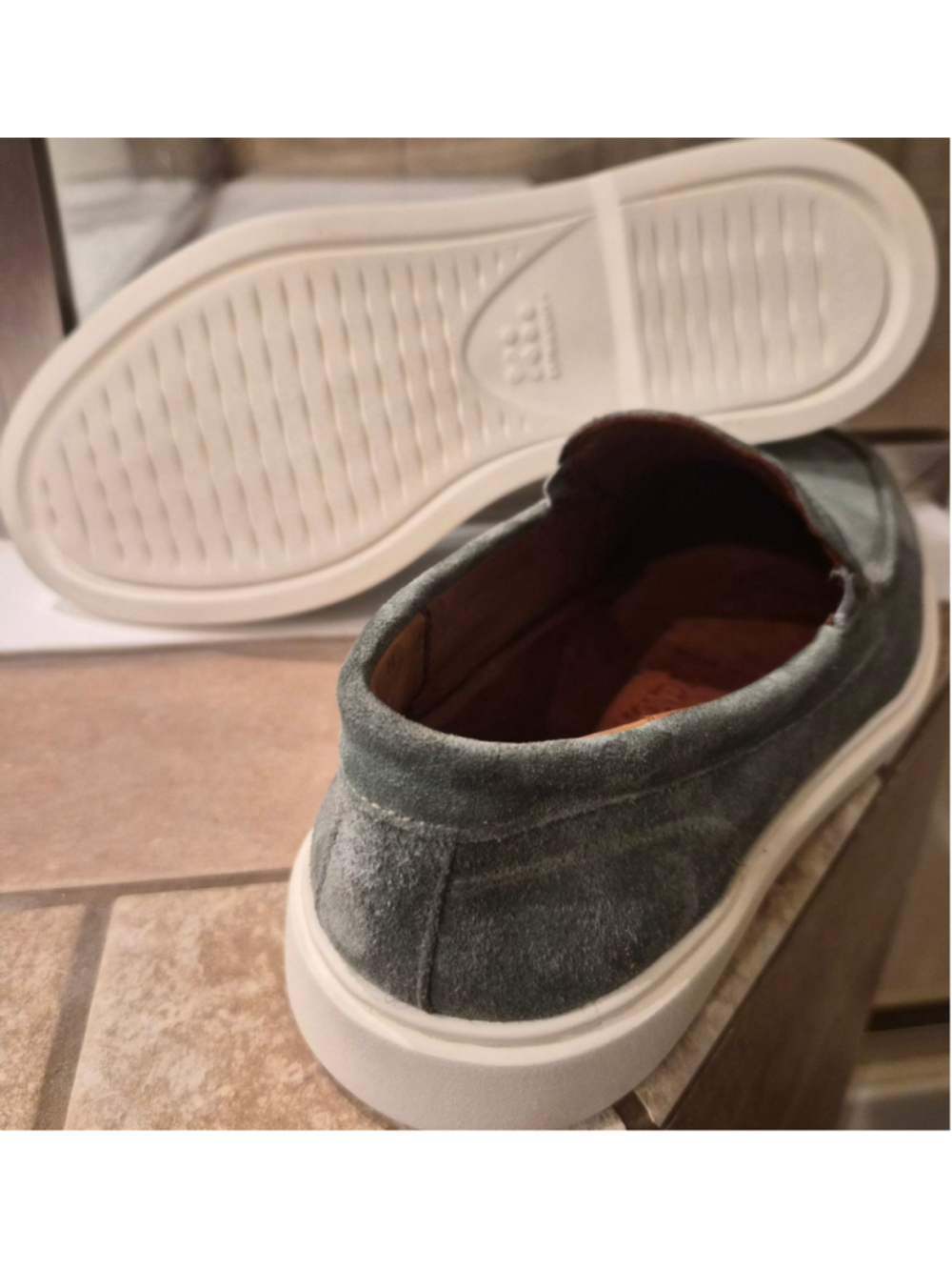 Men's Allen Edmonds Hayes Suede Slip-On Loafers Size 9.5 Sage Green - Picture 5 of 11